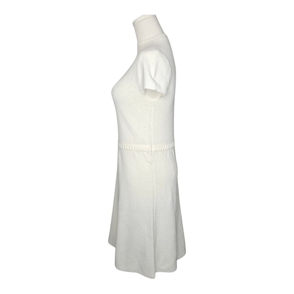 AQUA Bouclé Knit Mock Neck A-Line Short Sleeve Mini Dress Ivory Size S NWT - Picture 6 of 10